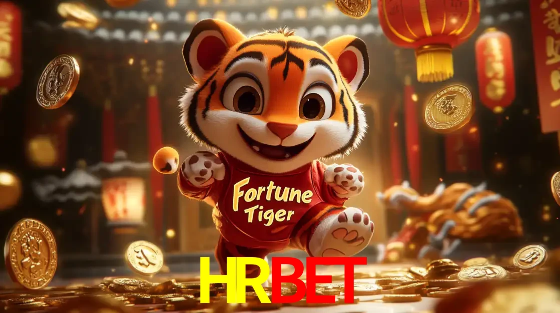 O alegre personagem do Fortune Tiger correndo sobre um caminho de moedas de ouro, simbolizando os grandes prêmios e a diversão do popular jogo de slot do HRBET.